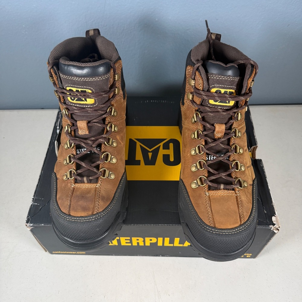 Caterpillar Threshold WP ST Mens Steel Toe Waterproof Work Boots P90935 Brown 10 - Picture 3 of 8